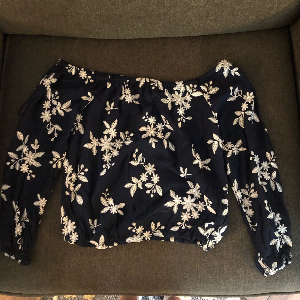 Blue with white flowers